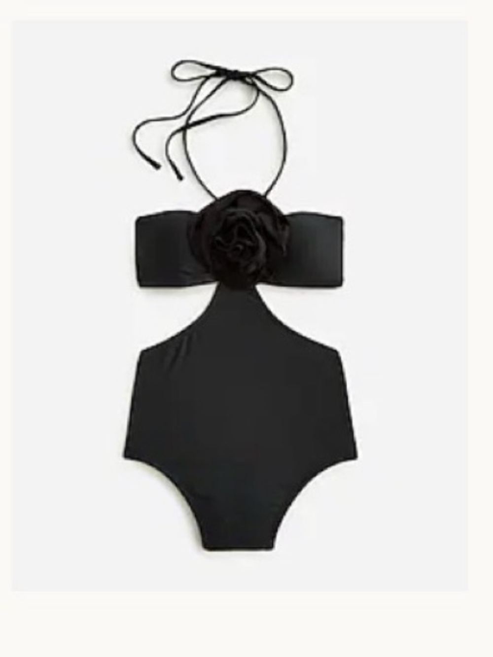 J. Crew Black Halter One-Piece Swimsuit with Rosette